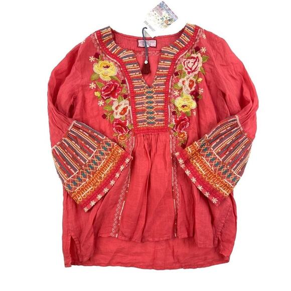 Johnny Was - Tilly Flare Boho Blouse in Red - Picture 1 of 3